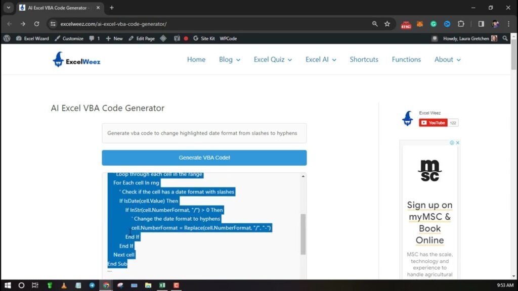 Générer Code VBA Excel avec IA