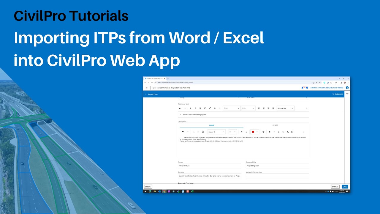 Importer des plans de test dans CivilPro Web